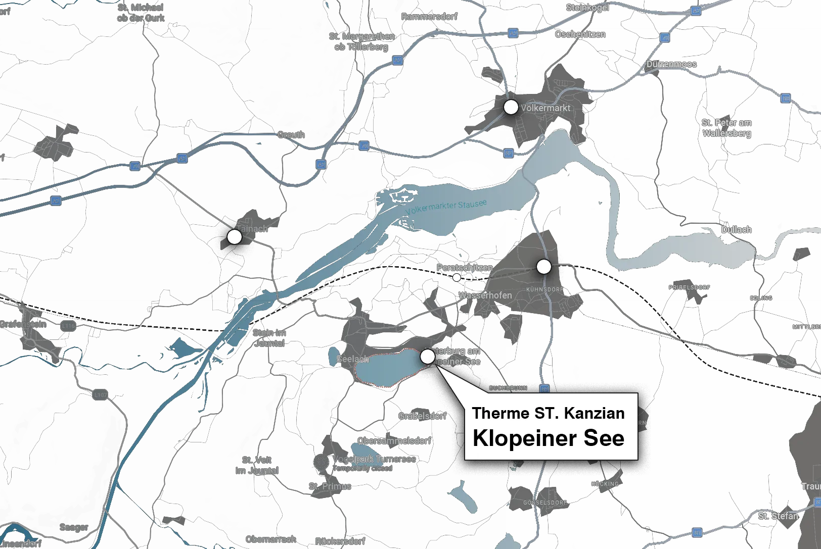 Regional map showing the location of Therme St. Kanzian
